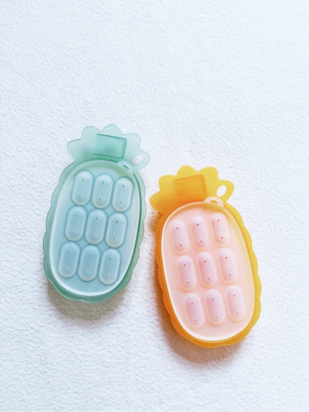 Haakaa Silicone Pineapple Baby Freezer Nibble Tray 2 Pack Pea Green Tangerine